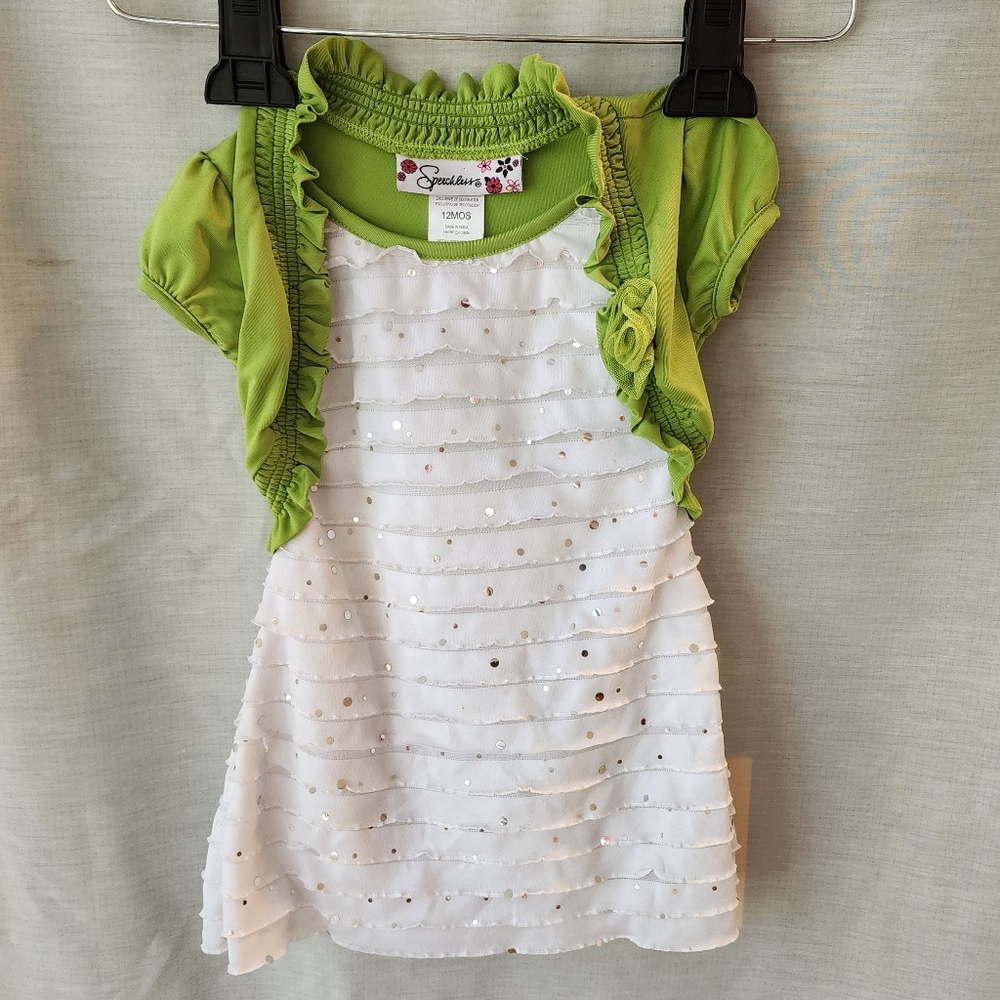 Speechless Green and White Baby Dress